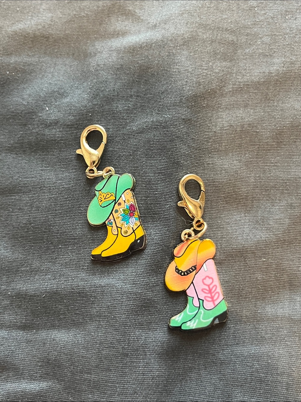 Colorful Western Boot Zipper Pull  Charms - Yellow, Green, Pink